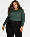 NINA PARKER TRENDY PLUS SIZE SCOOP-NECK FITTED TOP
