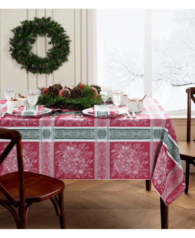 Elrene Poinsettia Plaid Jacquard Plaid Tablecloth, 60" X 84" In Multi