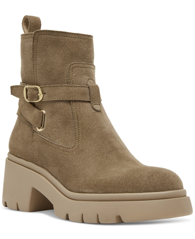 Steve Madden Women's Coletta Lug-sole Buckle Booties In Taupe Suede