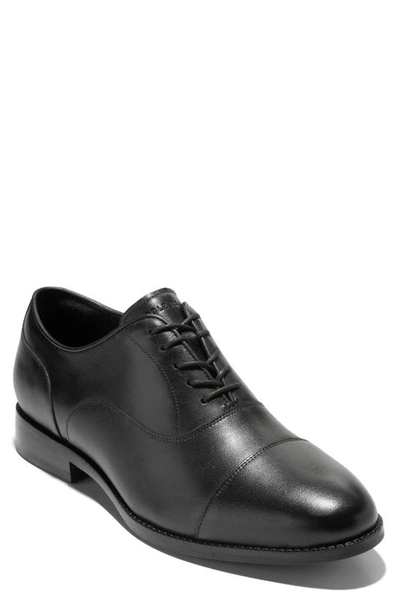 Cole Haan Broadway Cap Toe Oxford In Black/ Black Wp