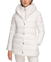 CALVIN KLEIN WOMEN'S BIBBED HOODED PUFFER COAT, CREATED FOR MACY'S