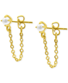 ADORNIA 14K GOLD-PLATED CHAIN & FRESHWATER PEARL FRONT-TO-BACK EARRINGS