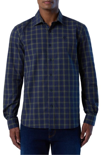 North Sails Plaid Button-up Shirt In Navy Forest Green