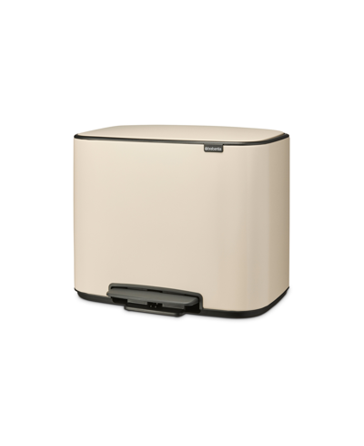 Brabantia Bo Step On Dual Compartment Trash Can, 3 Plus 6 Gallon, 11 Plus 23 Liter In Soft Beige