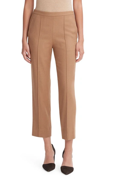 Vince Brushed Wool Mid-rise Straight-leg Pull-on Pants In Dark Beech