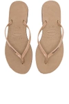 Havaianas Slim Logo-embossed Rubber Flip Flops In Metallic Copper