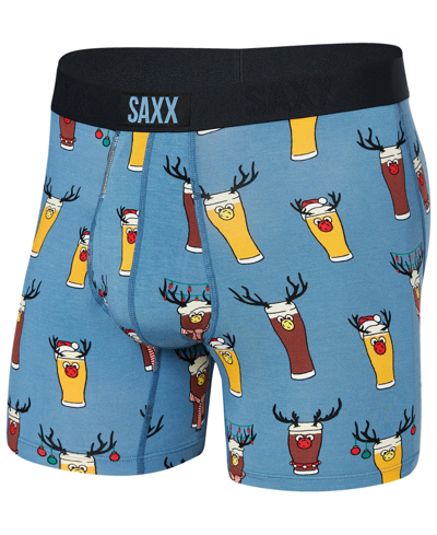 Saxx Men's Brewdolph Ultra Super Soft Relaxed-fit Holiday Boxer Briefs In Brewdolph- Slate
