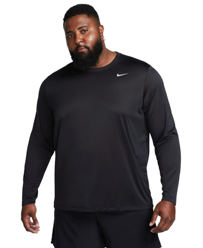 Nike Men's Relaxed-fit Long-sleeve Fitness T-shirt In Black,matte Silver