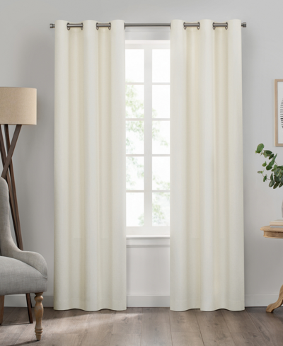 Eclipse Kendall Grommet Solid Textured Thermaback Blackout Curtain Panel, 63" X 42" In Ivory