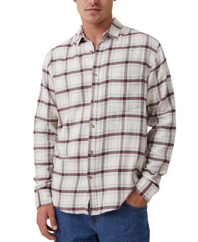 Cotton On Men's Camden Long Sleeve Shirt In Red Textured Check