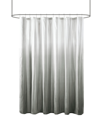 Madison Park Ara Ombre Printed Seersucker Shower Curtain, 72" X 72" In Gray