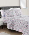 Sunham Microfiber Easy Care Printed 4-pc. Sheet Set, California King In Sketch Floral