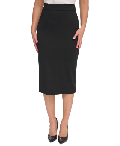 Tommy Hilfiger Women's Ponte Pencil Midi Skirt In Black