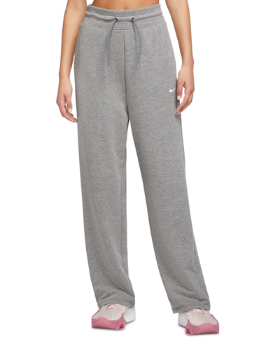 Nike Women's Dri-fit One French Terry High-waisted Open-hem Sweatpants In Carbon Heather