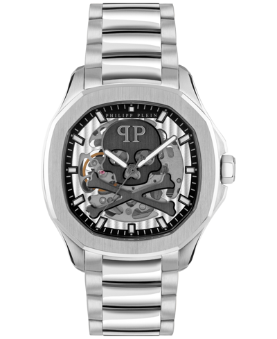 PHILIPP PLEIN MEN'S AUTOMATIC SKELETON SPECTRE STAINLESS STEEL BRACELET WATCH 42MM