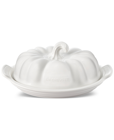 Le Creuset Glazed Stoneware Figural Pumpkin Butter Dish In White
