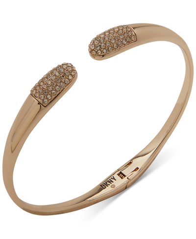 Dkny Gold-tone Pave Crystal Hinged Cuff Bracelet