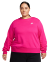 Nike Women's  Sportswear Club Fleece Crew-neck Sweatshirt (plus Size) In Pink