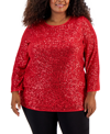 JM COLLECTION PLUS SIZE SEQUINED PULLOVER TUNIC