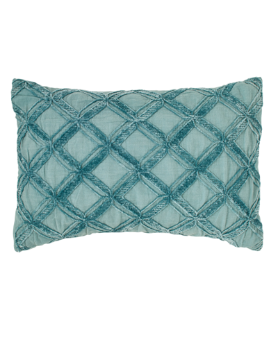 Tommy Bahama Home Tommy Bahama Island Essentials Chenille Diamond Decorative Pillow, 14" X 20" In Blue