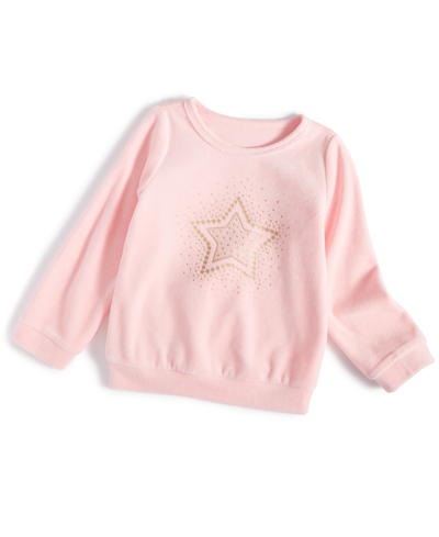 First Impressions Baby Girls Sparkle Velour Top, Created For Macy's In Creamy Berry
