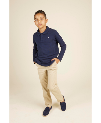 Brooks Brothers Kids' B By  Big Boys Long Sleeve Pique Polo Shirt In Navy