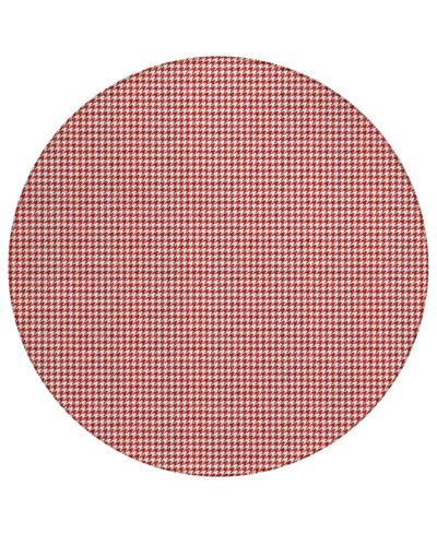 D Style Hinton Hn1 4' X 4' Round Area Rug In Red
