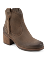 Earth Women's Irene Round Toe Block Heel Casual Booties In Dark Brown Suede