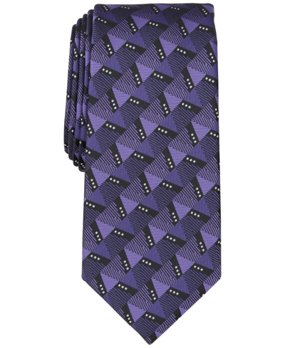 Alfani Men's Barkis Geo-print Tie, Created For Macy's In Plum