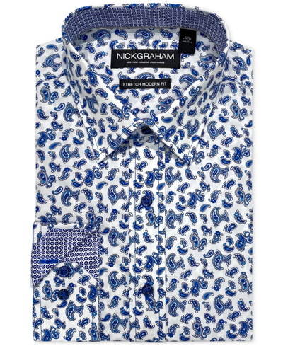 Nick Graham Men's Modern-fit Paisley Shirt In Blue