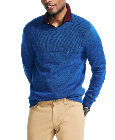 Nautica Men's Textured Crewneck Sweater In Bright Cobalt
