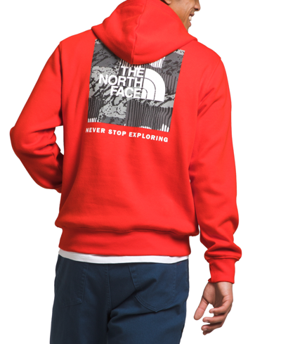 The North Face Men's Box Nse 'never Stop Exploring' Pullover Hoodie In Fiery Red,art