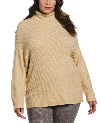 Ella Rafaella Plus Size Sequin Long Sleeve Sweater In Gold