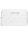 Michael Kors Michael  Jet Set Leather Card Case In Opt,allum