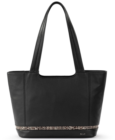 The Sak De Young Leather Tote In Black Snake Block