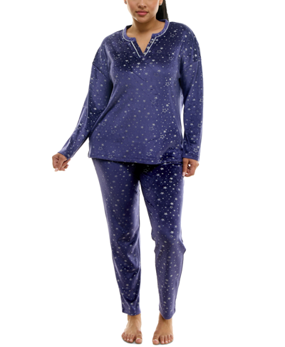 Roudelain Women's 2-pc. Velour Henley Pajamas Set In Startime Foil