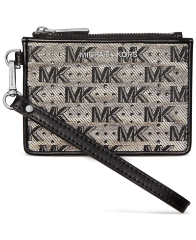 Michael Kors Michael  Logo Jet Set Small Coin Purse In Gift Box In Dark Silver