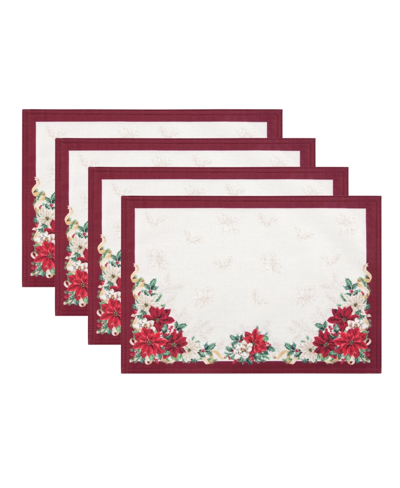 Elrene Poinsettia Garlands Engineered Placemats, Set Of 4, 13" X 19" In Multi
