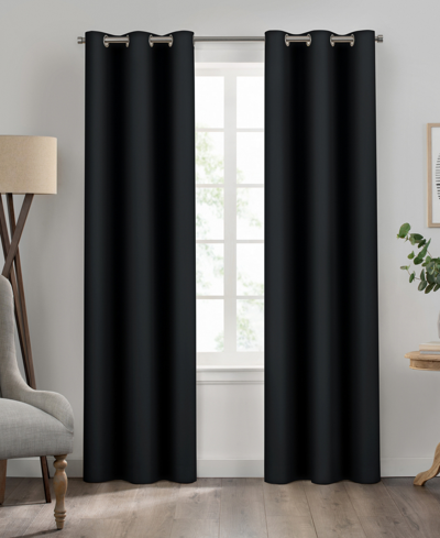 Eclipse Kendall Grommet Solid Textured Thermaback Blackout Curtain Panel, 54" X 42"