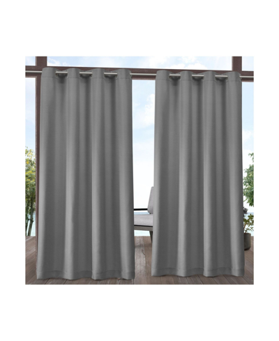Exclusive Home Indoor/outdoor Solid Cabana Grommet Top Curtain Panel Pair, 54" X 96" In Dark Gray