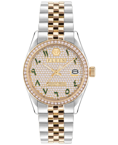 Philipp Plein Women's Date Superlative Two-tone Stainless Steel Bracelet Watch 34mm In Ip Yellow Gold,stainless Steel