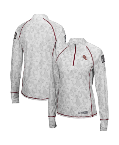 Colosseum Women's Camo Nc State Wolfpack Oht Military Appreciation Officer Arctic Lightweight Quarter-zip Top In White