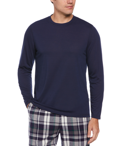 Perry Ellis Portfolio Men's Solid Long-sleeve Pajama T-shirt In Peacoat
