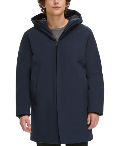 Dkny Men's Refined Full-zip Hooded Parka In Navy