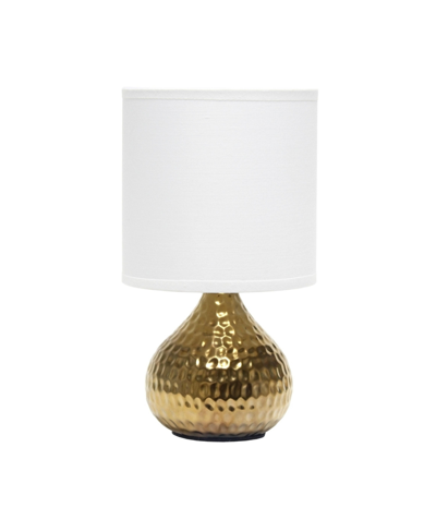 Simple Designs Hammered Drip Mini Table Lamp In Gold-white