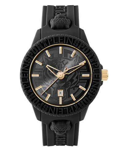 Plein Sport Men's Watch 3 Hand Date Quartz Fearless Black Silicone Strap Watch 43mm