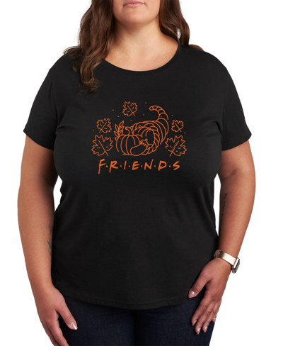Air Waves Trendy Plus Size Friends Thanksgiving Graphic T-shirt In Black