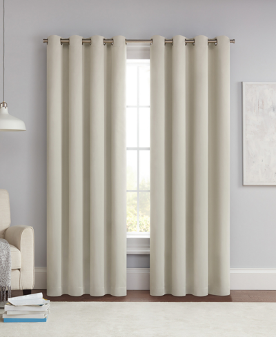 Eclipse Solid Thermapanel Grommet Energy Saving Room Darkening Curtain Panel, 63" X 54" In Stone