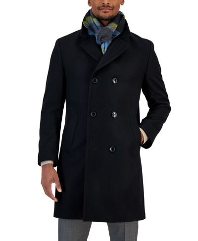Nautica Men's Classic-fit Double Breasted Wool Overcoat In Black