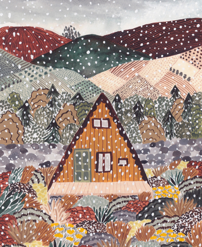 Jiggy Snow Cabin, Sara Boccaccini Meadows Decorative Artwork Puzzle Plus Puzzle Glue Kit By  Puzzles In Multicolor